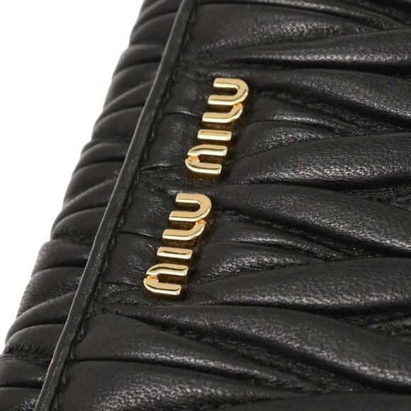 Miu Miu Black Lambskin Matelasse Wallet On Chain WOC 5BP290 144868 - Picture 3 of 10